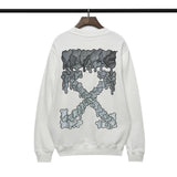Off White Sweatshirts Pattern Crew Neck Pullover Sweatshirt Ow Men'S And Women'S Loose Coat