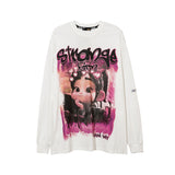 Man Fall Outfits Vintage Graffiti Printing Long Sleeve T-shirt Men and Women Autumn Sweater