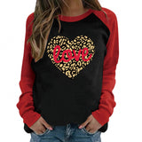 Valentine's Day T Shirt Pattern Heart Printing Long Sleeve Women's T-shirt