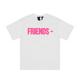 Vlone T Shirt Summer Pink Large V Printed Short Sleeve Loose Casual Men And Women