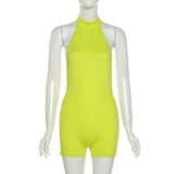 Summer Women's Sexy Backless Sleeveless Halter Sheath Tight Casual Sports Jumpsuit
