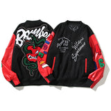 Cardigan Baseball Jacket Autumn and Winter Sicem Black and Red Stitching Baseball Uniform Jacket