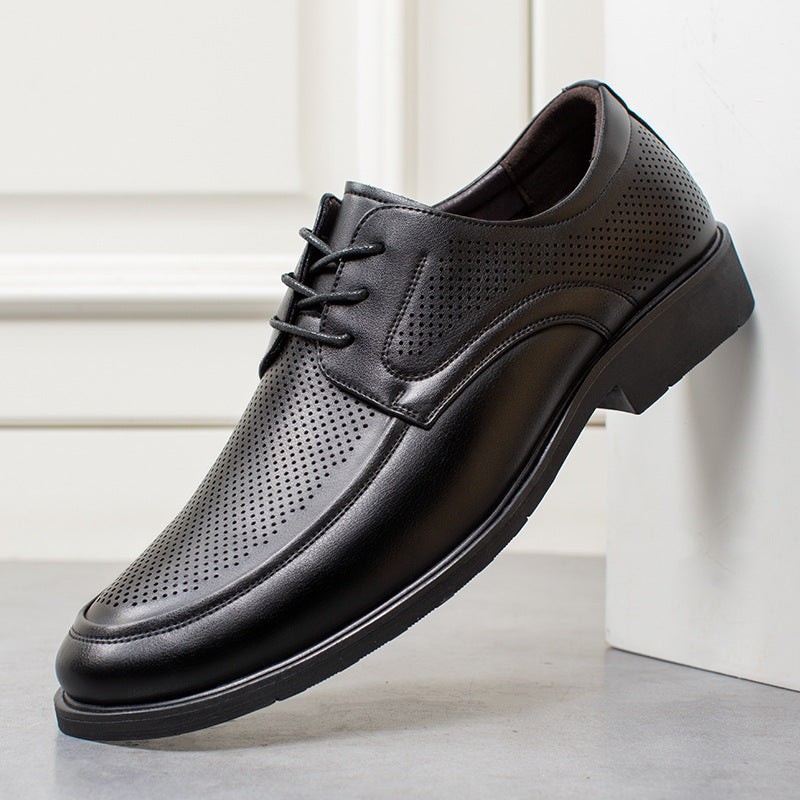 Derbies Shoes Men's Summer Men's Hollow Breathable Casual Leather Shoes