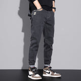 Cuffed Cargo Pants Men's Jeans Trendy Slim Casual Simple Elastic Straight