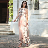 Nine Britton Dress Halter Sleeveless Floral Tie-Neck Waist