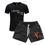 Vlone T Shirts & Shorts 2 Piece Set Men'S Sports Round Neck T-Shirt Shorts Set