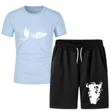 Vlone T Shirts & Shorts 2 Piece Set Men'S Summer Sports Fitness Casual Shorts Suit