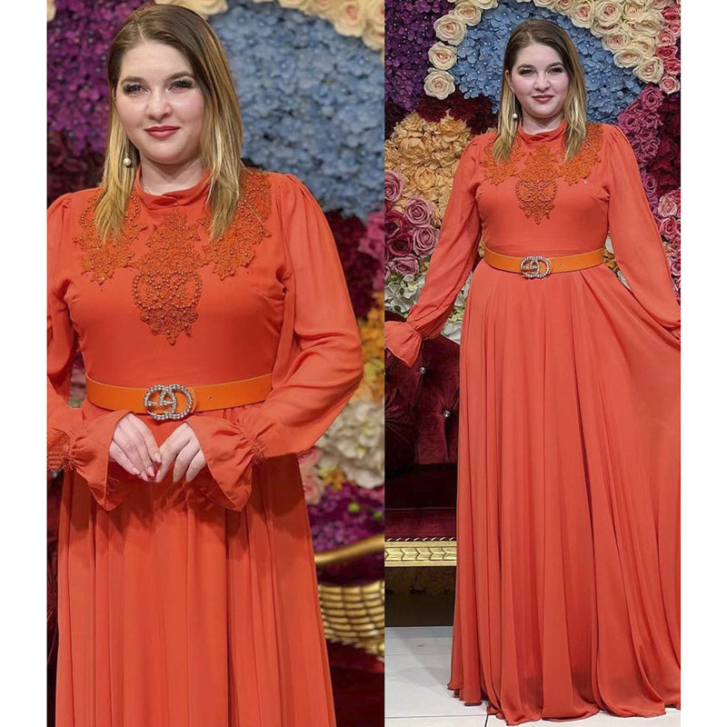 African Dashiki Dress Long Sleeve Belt Dress