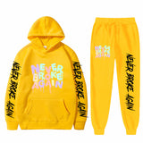 Never Broke Again Hoodie Casual Hooded Sweatshirt Casual Sports Pants