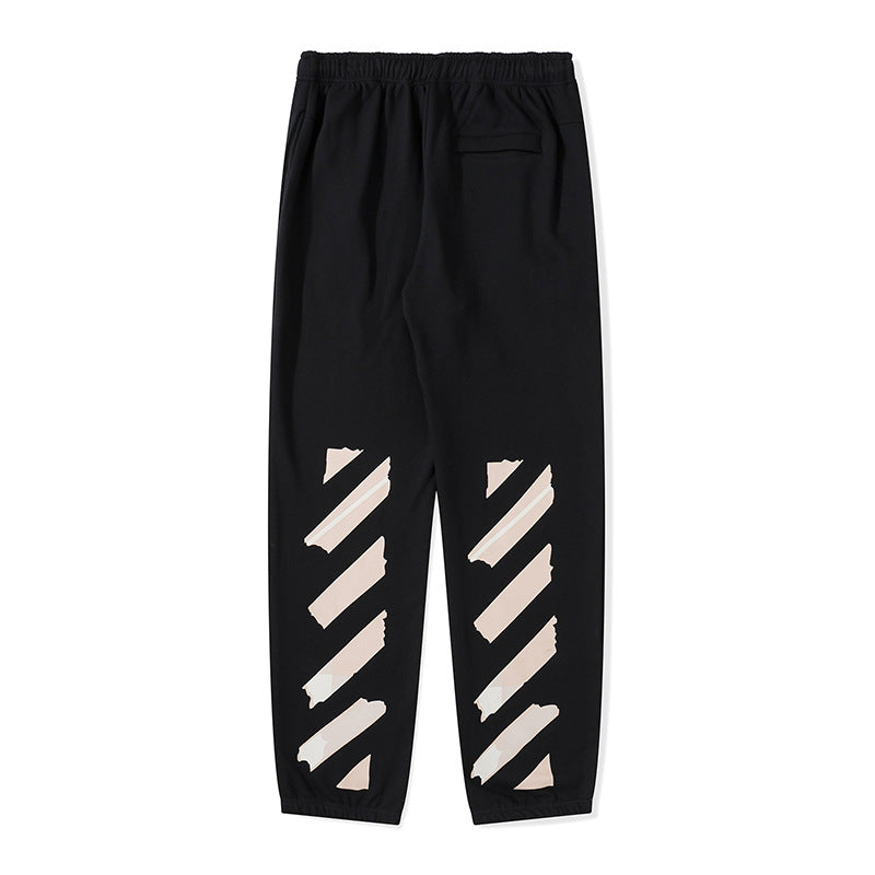 Off White Pants Sports Pants Loose-Fit Tappered Trousers Cropped Trousers