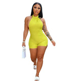 Summer Women's Sexy Backless Sleeveless Halter Sheath Tight Casual Sports Jumpsuit
