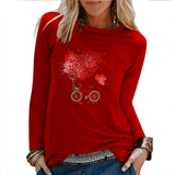 Valentine's Day T Shirts Couples Women's Solid Color Printed Long Sleeve