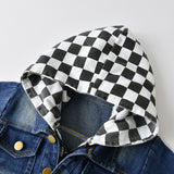 Children Jean Jackets Hooded False Two-Piece Suit Spring and Autumn Leisure Coat