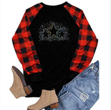 Valentine's Day T Shirt Printed Valentine's Day Long Sleeve T-shirt Red and Black Clothes