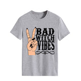 Halloween Costumes Bad Witch Vibe Shirt Pullover Simple Printed Crew Neck Top T-shirt Loose Short Sleeve
