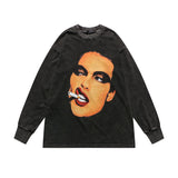 Man Fall Outfits Printed Men's and Women's High Street Sports Long-Sleeved Sweater