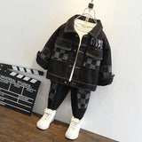 Toddler Boys Jackets Boys Spring and Autumn Denim Suit Two Pieces