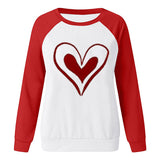 Valentine's Day T Shirts Couples Printed Loose Pullover round Neck Women's Long Sleeve T-shirt