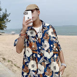 Men Shirts Floral Shirt Half Sleeve