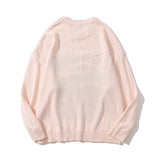 Men Sweater Cartoon Jacquard Sweater Men's round Neck Sweater Boyfriend Harajuku Style Trendy Loose Pullover