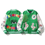 Cardigan Baseball Jacket Autumn and Winter Murakami Long Eye Embroidery Badge Baseball Uniform Men's and Women's Jacket Cardigan Coat Sweatshirt
