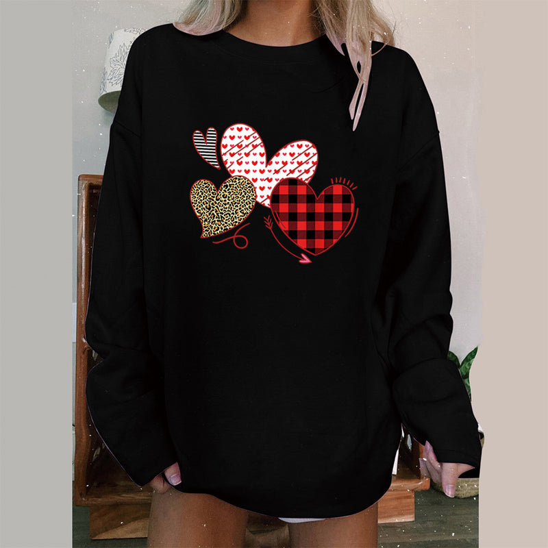 Valentine's Day T Shirts Couples Heart Printing Women's Shirt off-Shoulder Long Sleeve