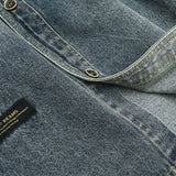 Men Denim Jackets Distressed Workwear Shirt Coat Retro Simple