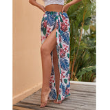 Coachella Music Festival Outfits Printed Beach Dress Long Skirt Seaside Vacation Bikini Apron