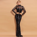 Skin Tight Long Dresses Long Sleeve Sexy See-through Stripes