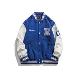 Man Fall Outfis Color Contrast Patchwork Embroidered Baseball Uniform Loose Couple Jacket Coat