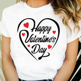 Valentine's Day T Shirts Couples T-shirt Heart Printing Women's Base Shirt round Neck plus Size