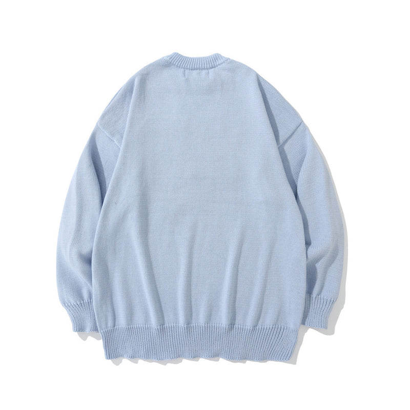 Men Sweater Letter Embroidered Knitwear Men's Pullover