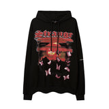 Man Fall Outfits Hip Hop Printed Hoodie Men's and Women's Pullover Black White Autumn and Winter