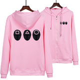 Squid Game Costume round Six Squid Game Squid Game Series Pattern Printing Zipper Hooded Sweater Independent Station