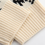 Men Sweater Cat Pattern Jacquard Knitwear Men Street Loose round Neck Sweater