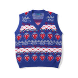 Men Sweater Contrast Color Heart Jacquard Knitted Vest Men's Street Vest