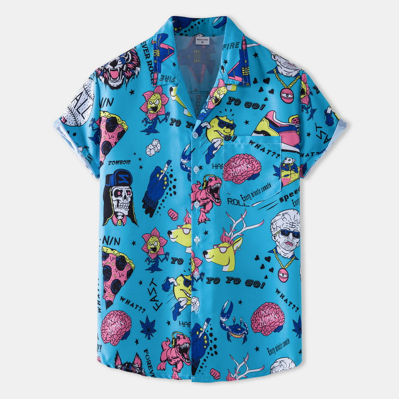 Camp Collar Shirt Broken Ruffled Short Sleeves Shirt