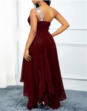 Valentine's Day Dress Autumn and Winter Fashion Sloping Shoulder Dress