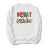 Merry and Bright Sweatshirts Christmas Leopard Print Merry and Bright Printed Crew Neck Sweatshirt