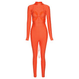 Women's Spring Clothing Solid Color Sexy Cutout Hip Lifting Sport Jumpsuit