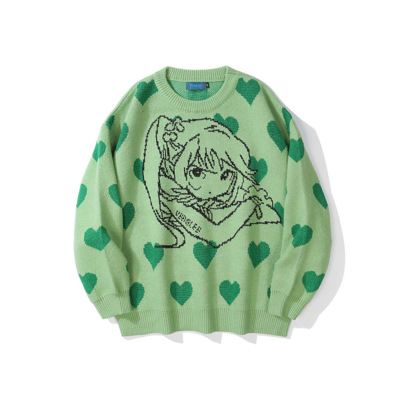 Men Sweater Cartoon Character Jacquard Sweater Men's Pullover