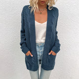 Women's Cardigan Knit Sweater Women's Mid-Length Cardigan for Autumn and Winter