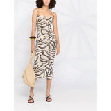 Kendall Jenner Wedding Guest Dress Letter Logo Printed Sling Slim Waist Elastic