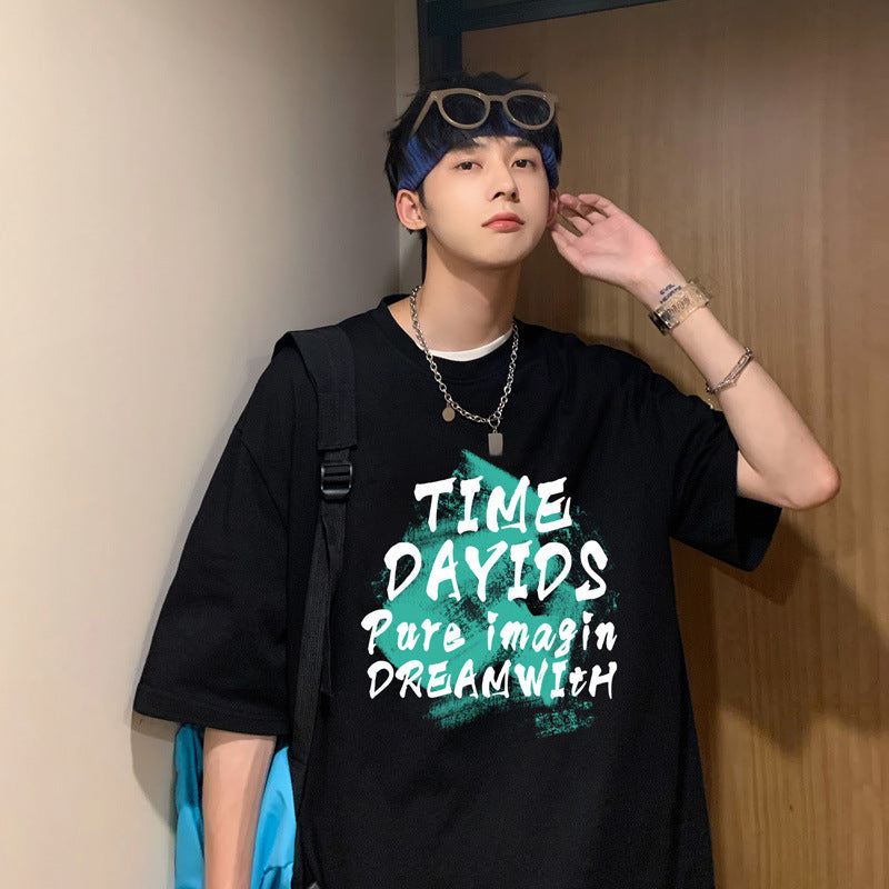 Men T-Shirts Loose Printed Half Sleeve