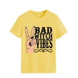 Halloween Costumes Bad Witch Vibe Shirt Pullover Simple Printed Crew Neck Top T-shirt Loose Short Sleeve