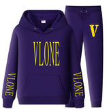 Vlone Hoodie & Pants 2 Piece Set Spring And Autumn Casual Sweater Loose Top