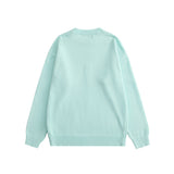 Men Sweater Solid Color Heart Embroidered Sweater Men's round Neck Knitwear Street Tide Brand Pullover