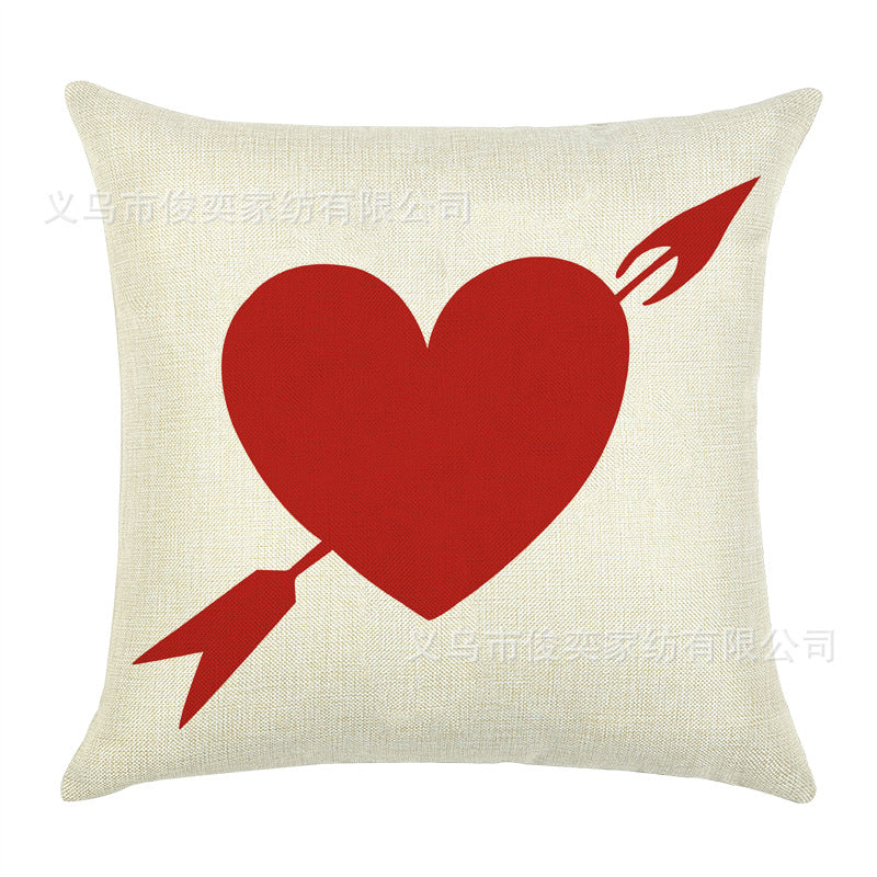 Valentine's Day Pillow Covers 4 Piece Random Styles Together, Home Decoration Red Letter Office Waist Cushion Cover