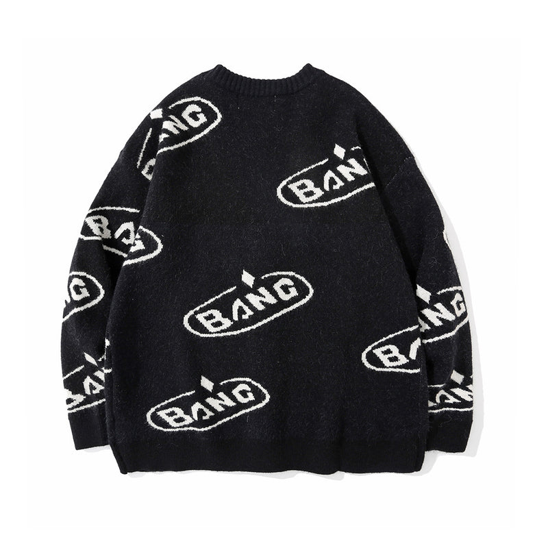 Men Sweater Letter Jacquard Sweater Coat Men's Cardigan Sweater