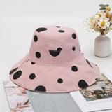 Women Bucket Hat Casual Sun Hat Polka Dot Double-Sided